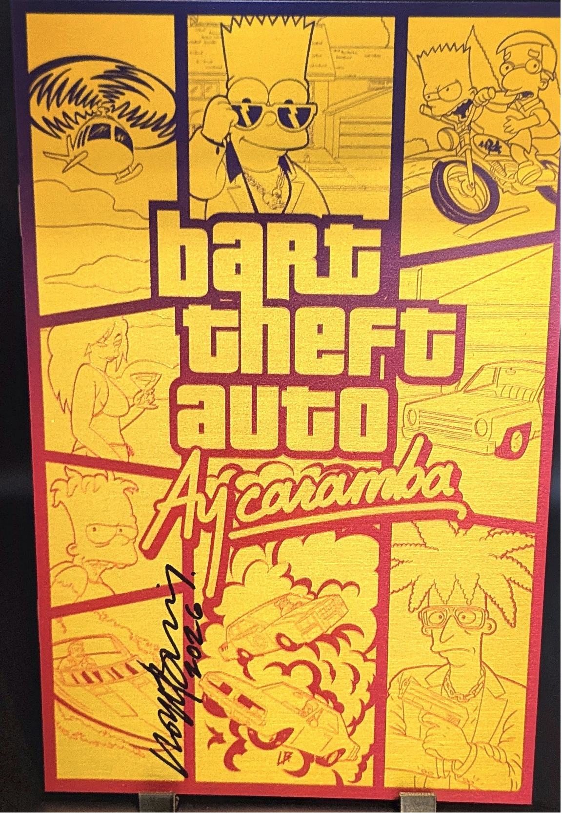 Artbook/Metal - Bart Simpson - GTA Homage - Aycaramba - Signed by Artist W/COA