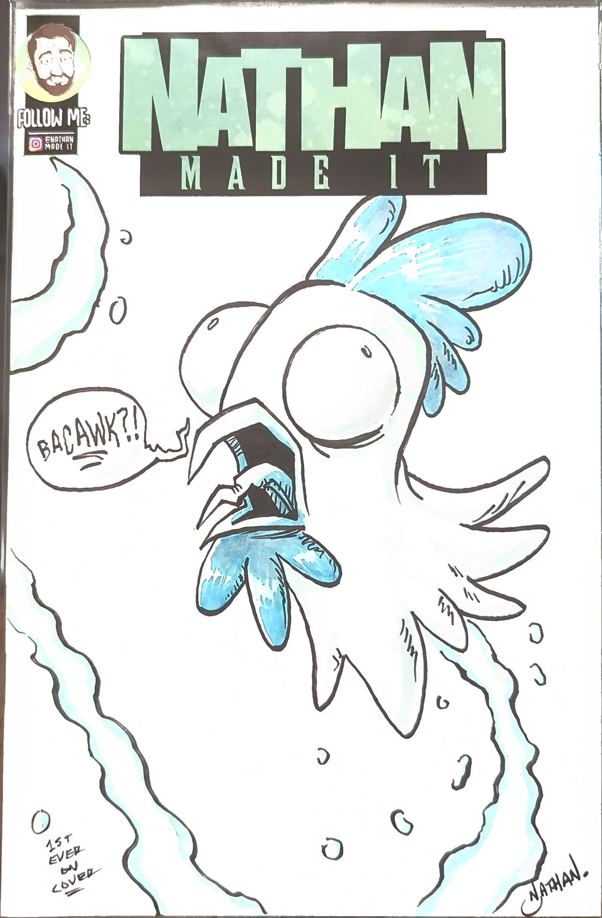 Nathanmadeit Sketch - D'orc ghostly chicken - 1/1 - 1st Ever on Cover - Signed W/COA
