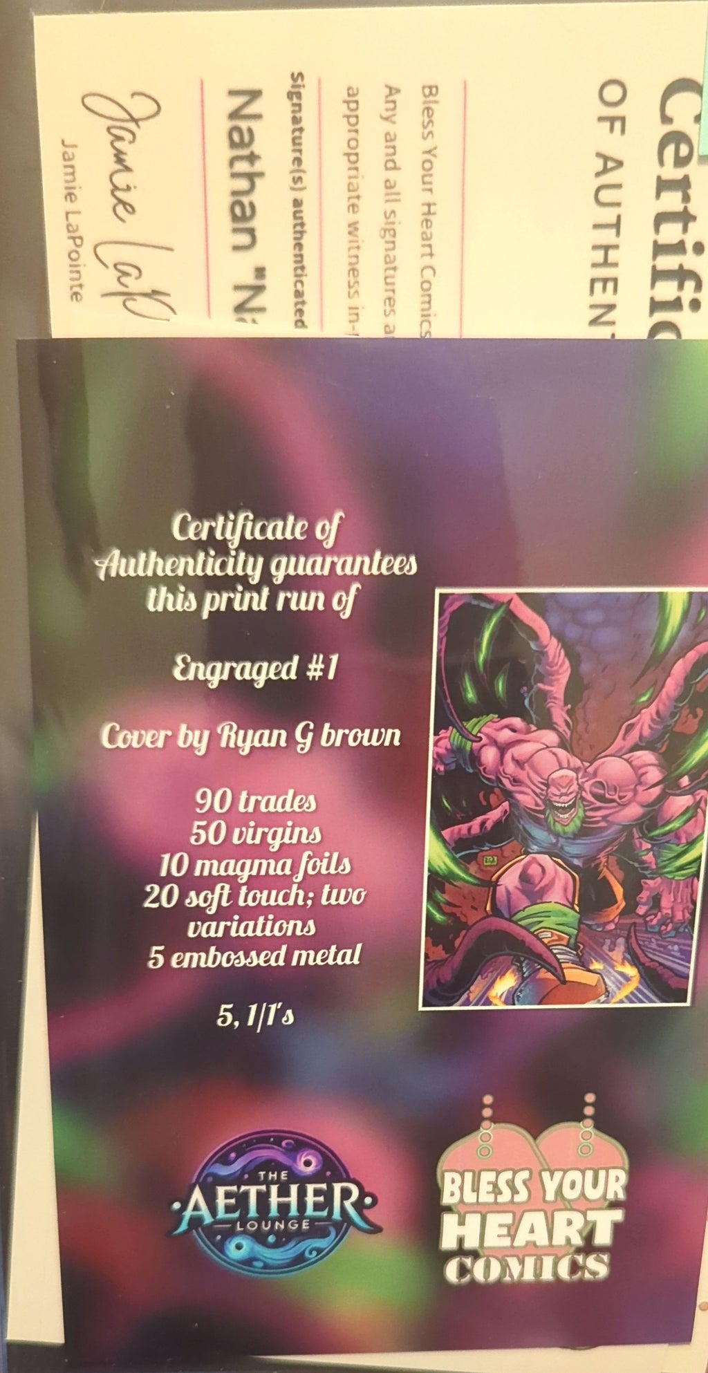 Ryan G Brown Cover Artist - Engraged #1 - Soft Touch Variant - Limited to 20 - 4XSigned W/COA and a Print