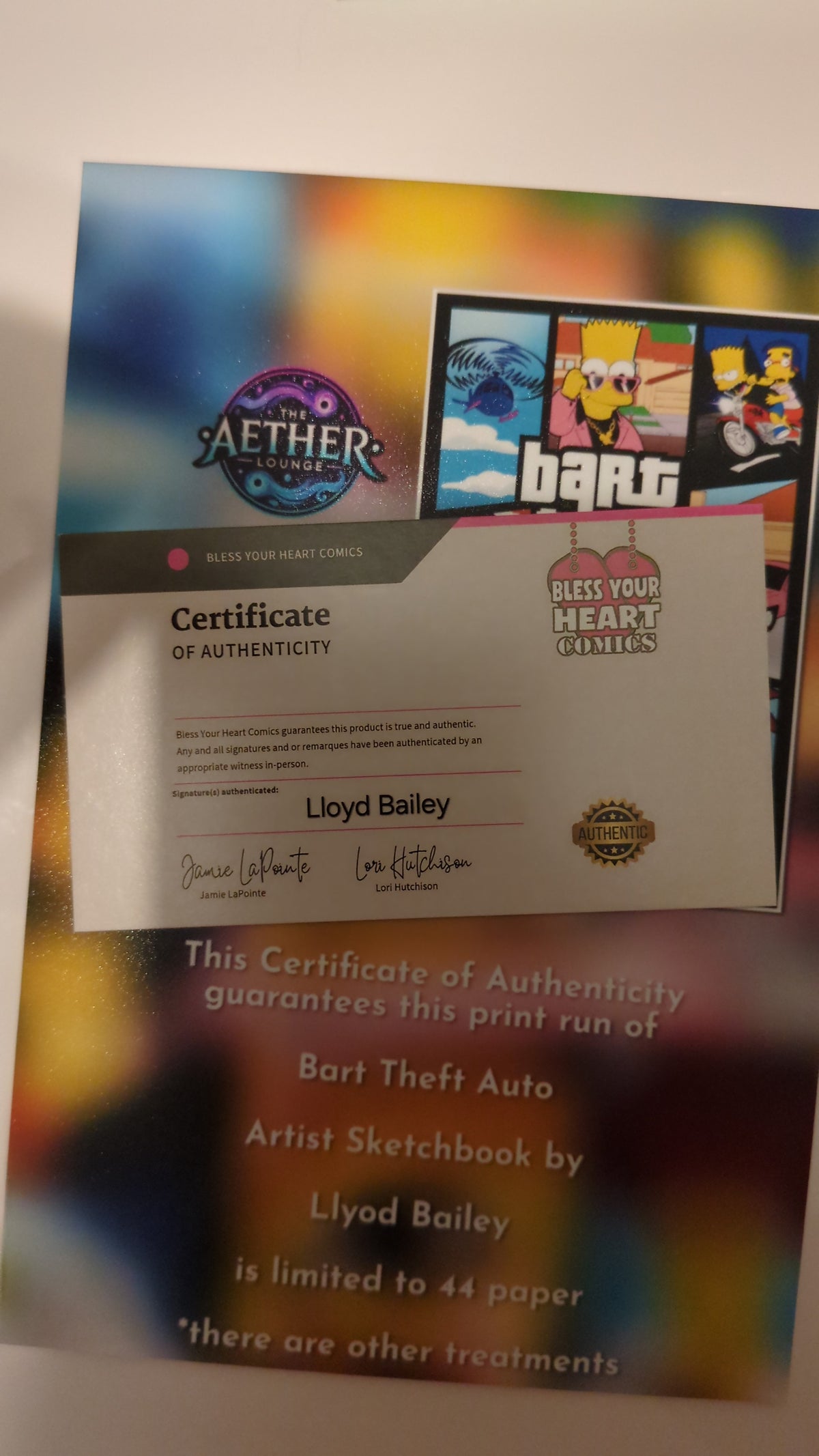 Lloyd Bailey - Artbook - Bart theft auto - Homage to GTA - Sign W/Coa