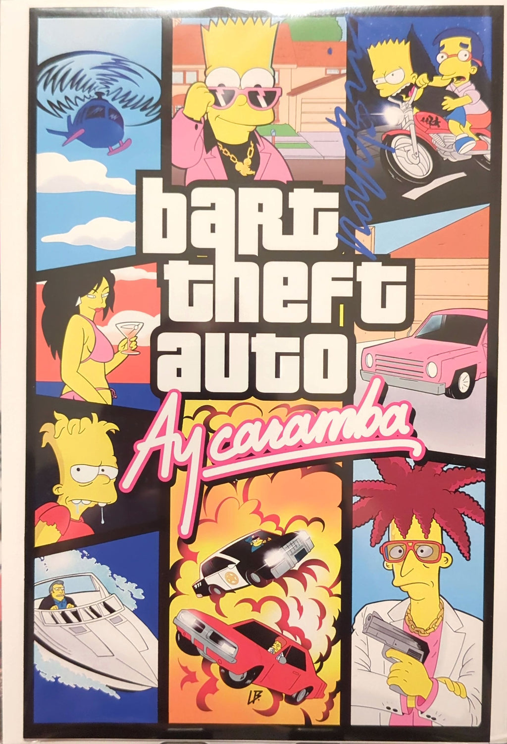 Lloyd Bailey - Artbook - Bart theft auto - Homage to GTA - Sign W/Coa